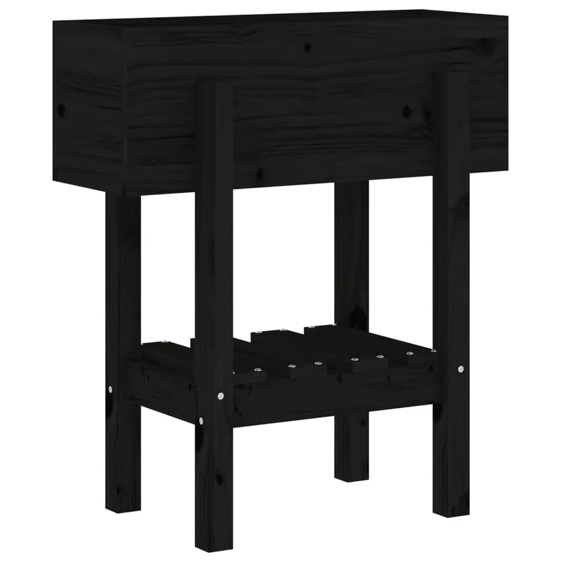 Jardinera Madera Maciza De Pino Negro 62x30x69 Cm