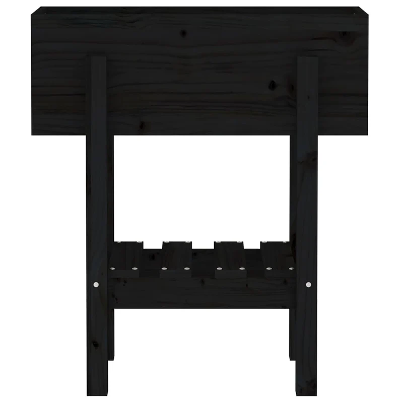 Jardinera Madera Maciza De Pino Negro 62x30x69 Cm