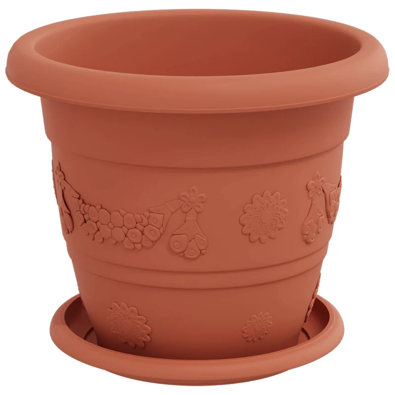 Macetas 24 Uds. Rojo Ladrillo Ø 22 X 18 Cm Plástico