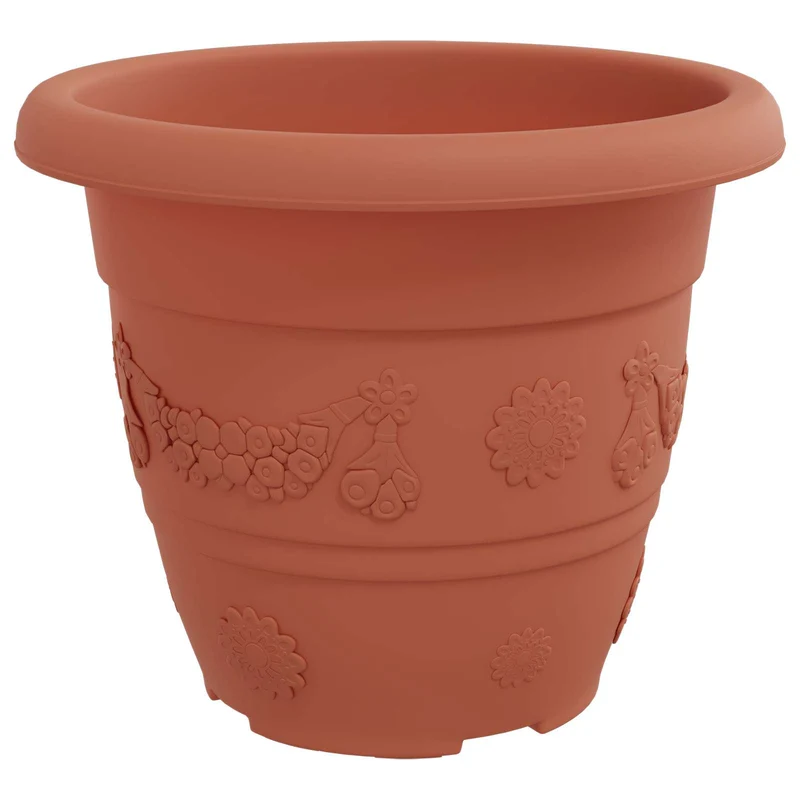 Macetas 24 Uds. Rojo Ladrillo Ø 22 X 18 Cm Plástico