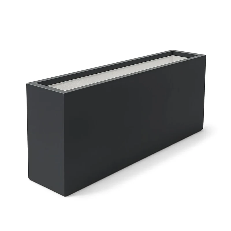 GARDRA Jardinière en polyester grise noire 150x25x80 cm RAL 7021