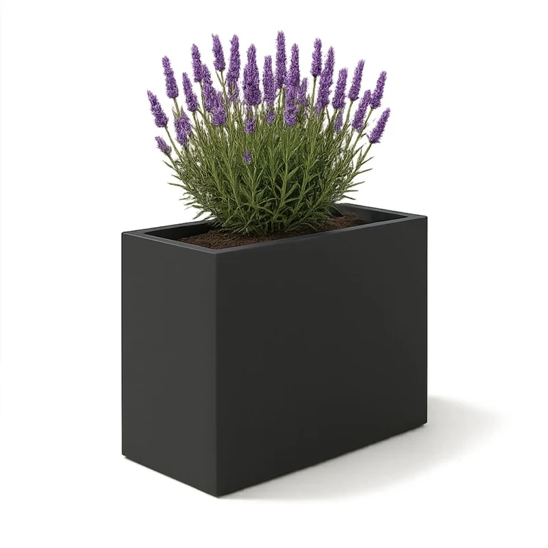 GARDRA Jardinière en polyester grise noire 80x40x80 cm RAL 7021