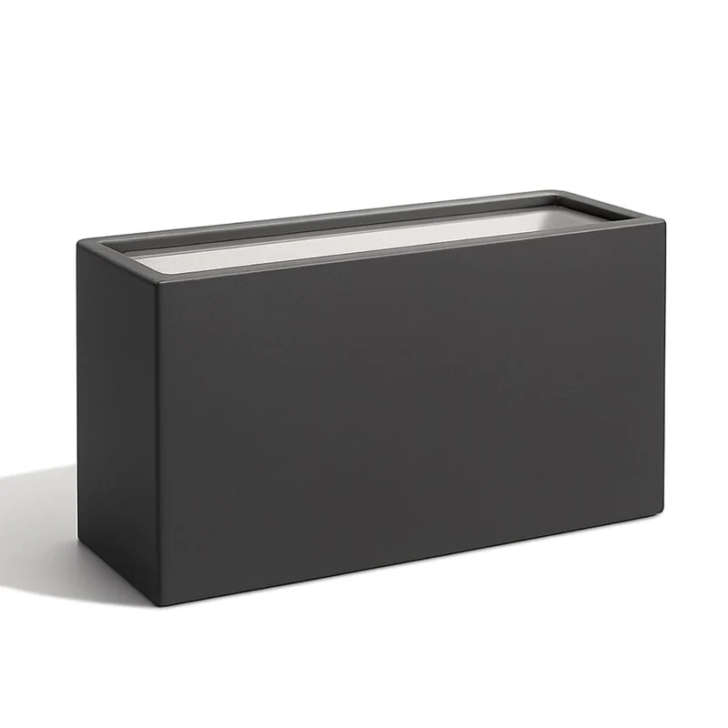 GARDRA Jardinière en polyester grise noire 110x30x67 cm RAL 7021