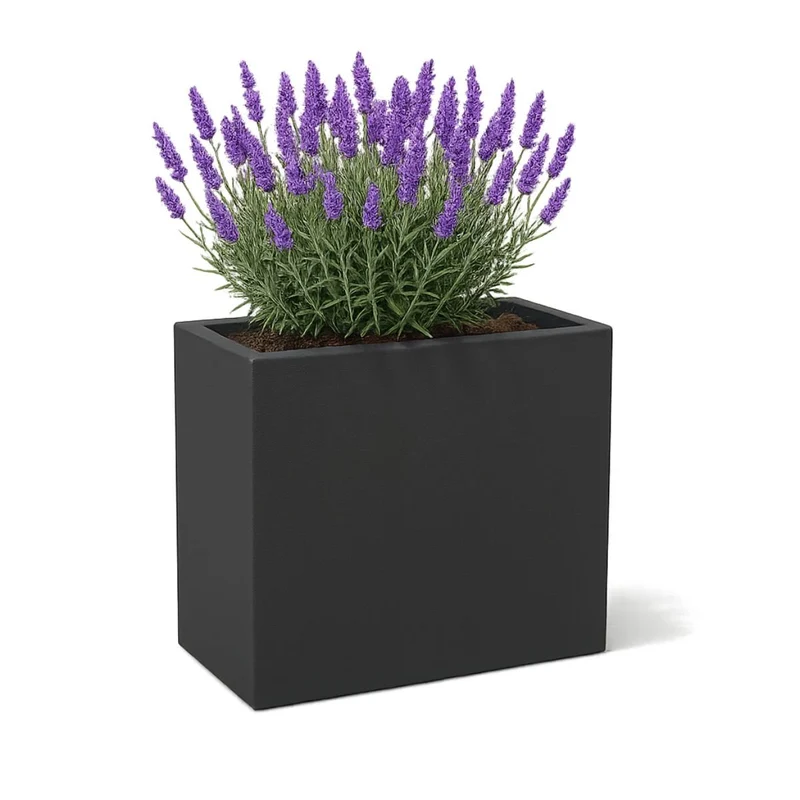 GARDRA Jardinière en polyester grise noire 70x30x67 cm RAL 7021