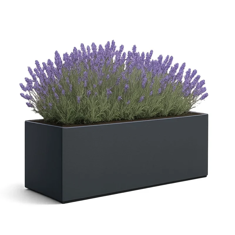 GARDRA Jardinière en polyester grise noire 180x60x70 cm RAL 7021