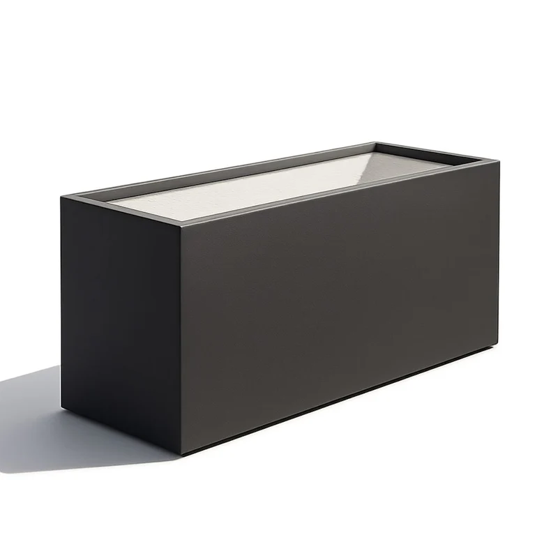 GARDRA Jardinière en polyester grise noire 162x60x70 cm RAL 7021