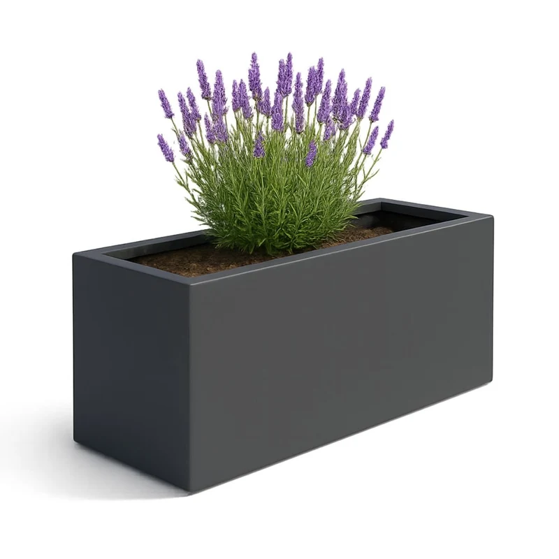 GARDRA Jardinière en polyester grise noire 162x60x70 cm RAL 7021