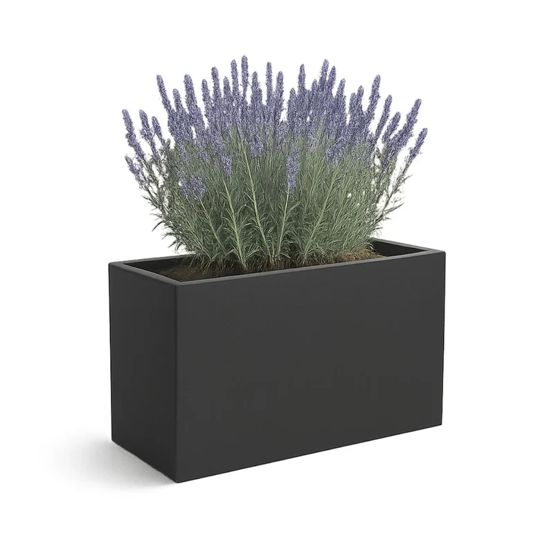 GARDRA Jardinière en polyester grise noire 100x30x50 cm RAL 7021