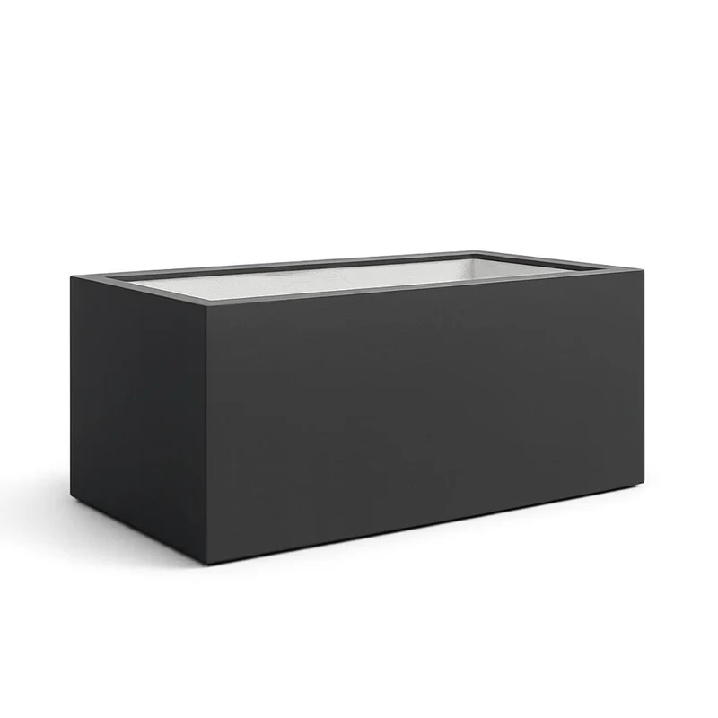GARDRA Jardinière en polyester grise noire 185x120x60 cm RAL 7021