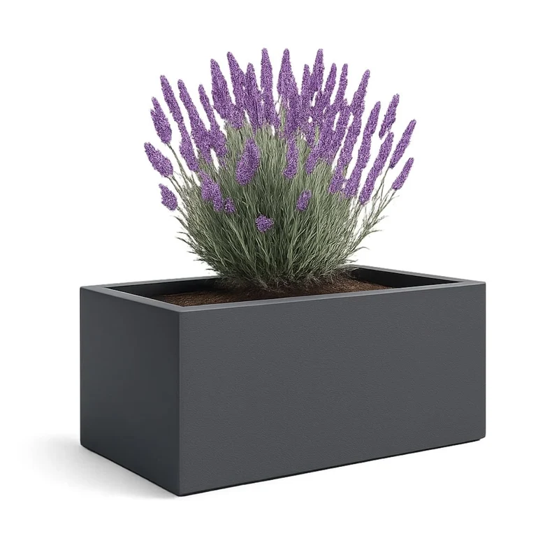 GARDRA Jardinière en polyester grise noire 185x120x60 cm RAL 7021