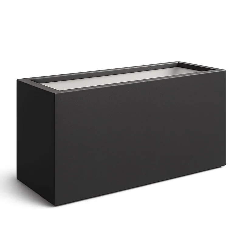 GARDRA Jardinière en polyester grise noire 147x60x80 cm RAL 7021