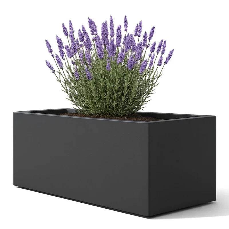 GARDRA Jardinière en polyester grise noire 137x50x50 cm RAL 7021