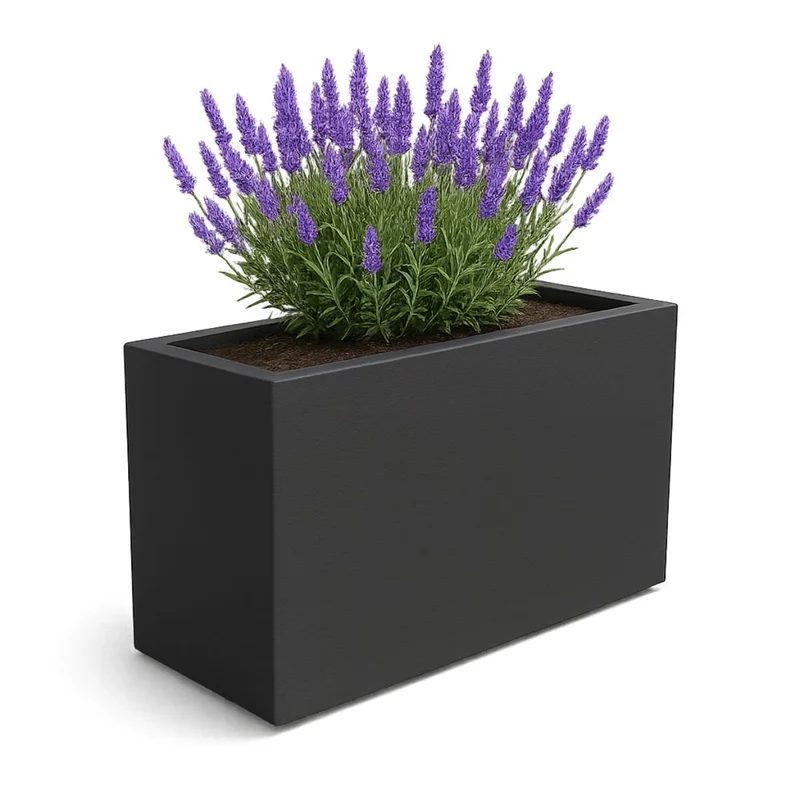 GARDRA Jardinière en polyester grise noire 120x46x80 cm RAL 7021