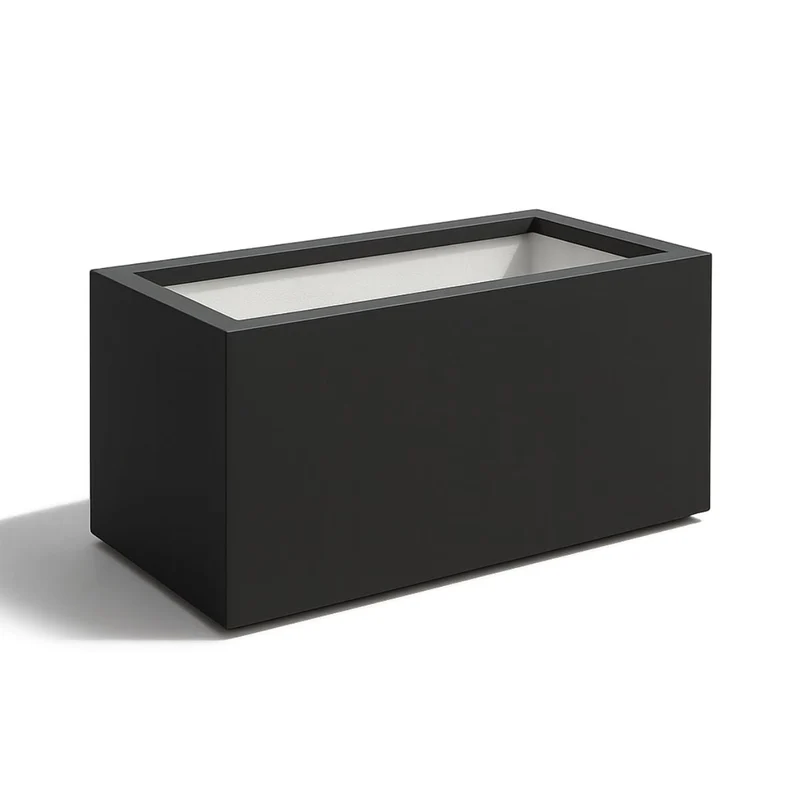 GARDRA Jardinière en polyester grise noire 150x75x85 cm RAL 7021