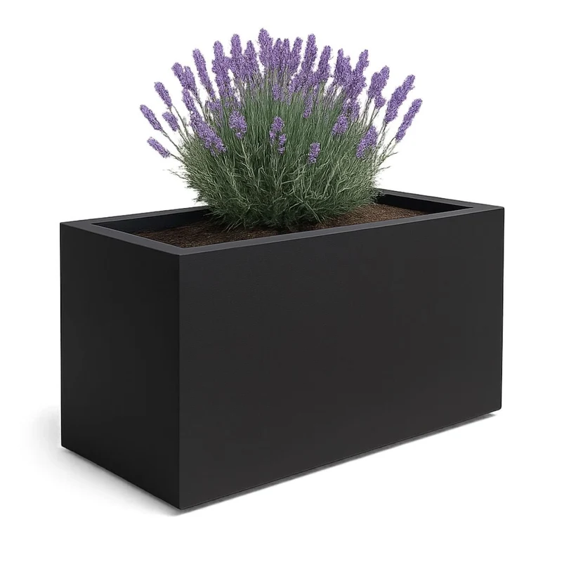 GARDRA Jardinière en polyester grise noire 150x75x85 cm RAL 7021
