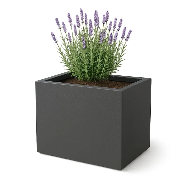GARDRA Jardinière en polyester grise noire 70x50x60 cm RAL 7021