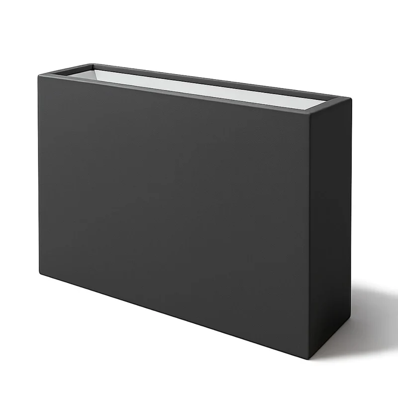 GARDRA Jardinière en polyester grise noire 130x40x120 cm RAL 7021
