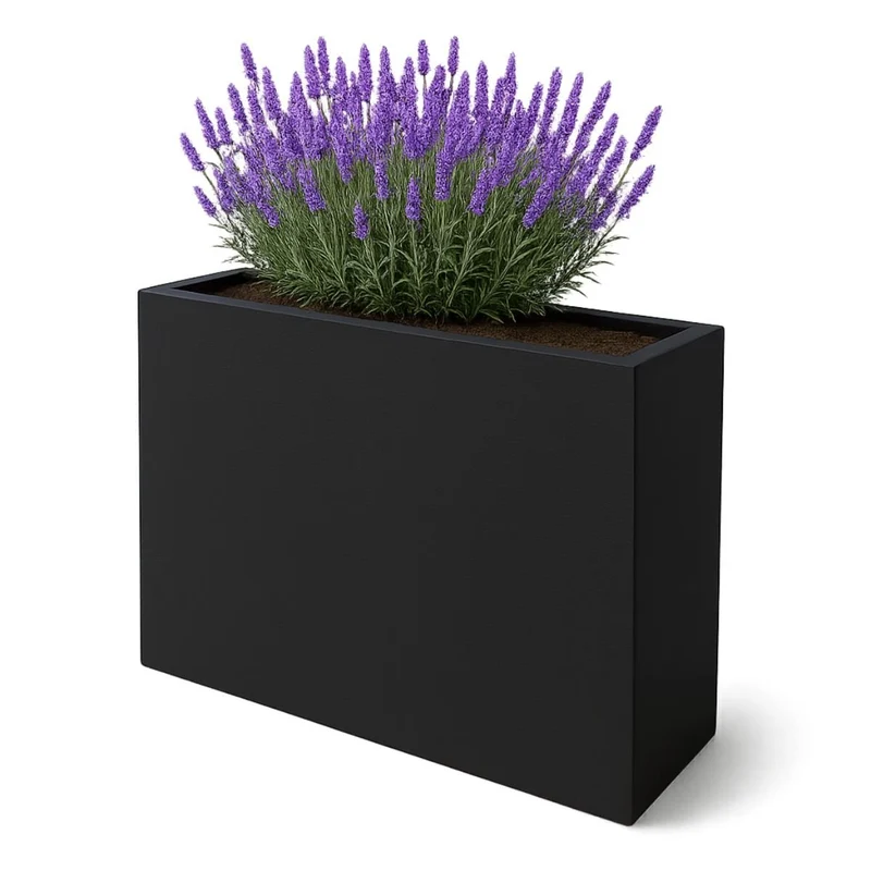 GARDRA Jardinière en polyester grise noire 130x40x120 cm RAL 7021