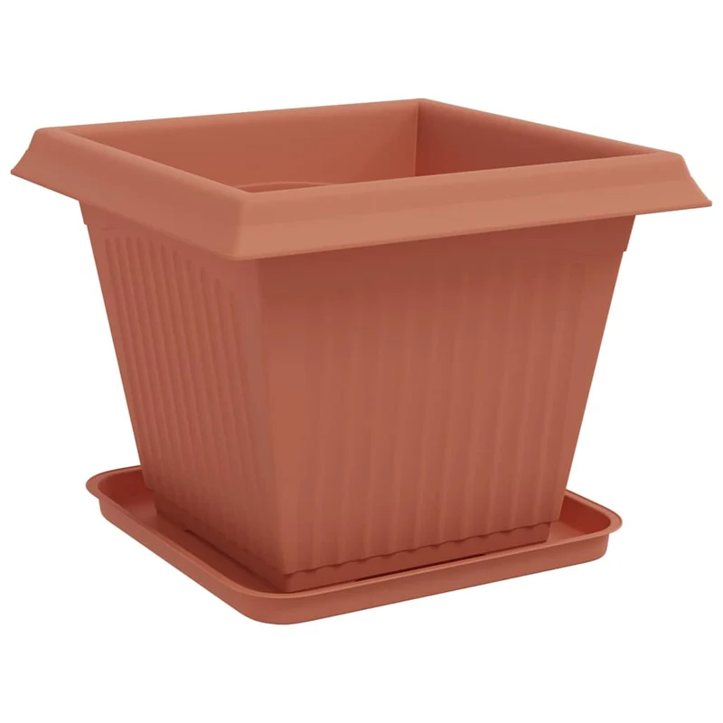 Macetas 6 Uds. Rojo Ladrillo Plástico