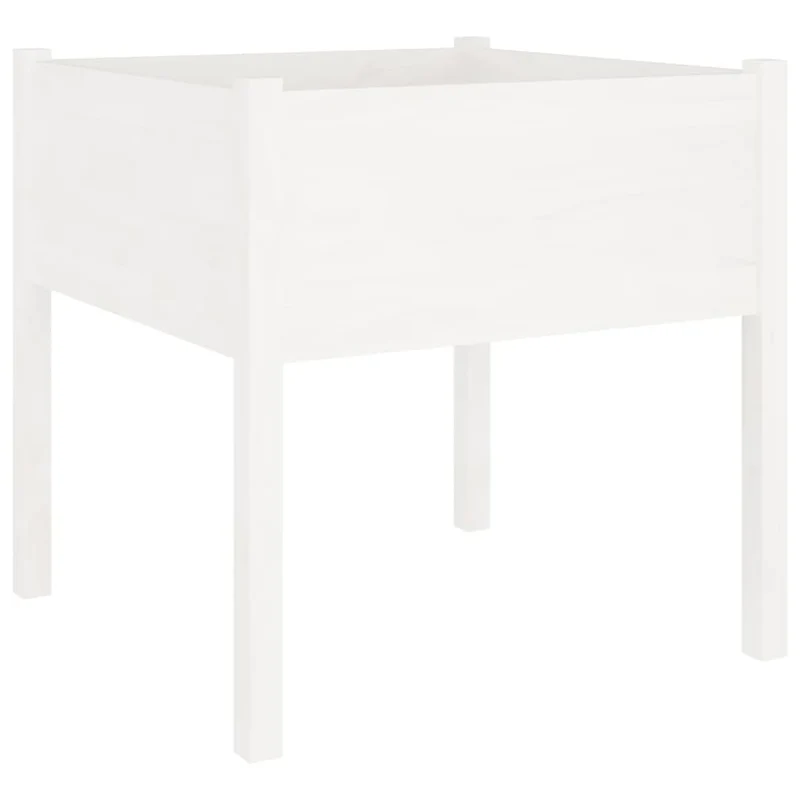 Jardinera De Madera Maciza De Pino Blanca 70x70x70 Cm