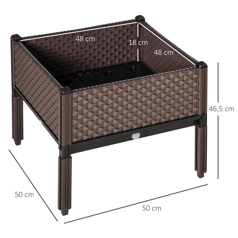 Outsunny Juego De 2 Jardineras De Exterior Elevadas 50x50x46,5 Cm Marrón