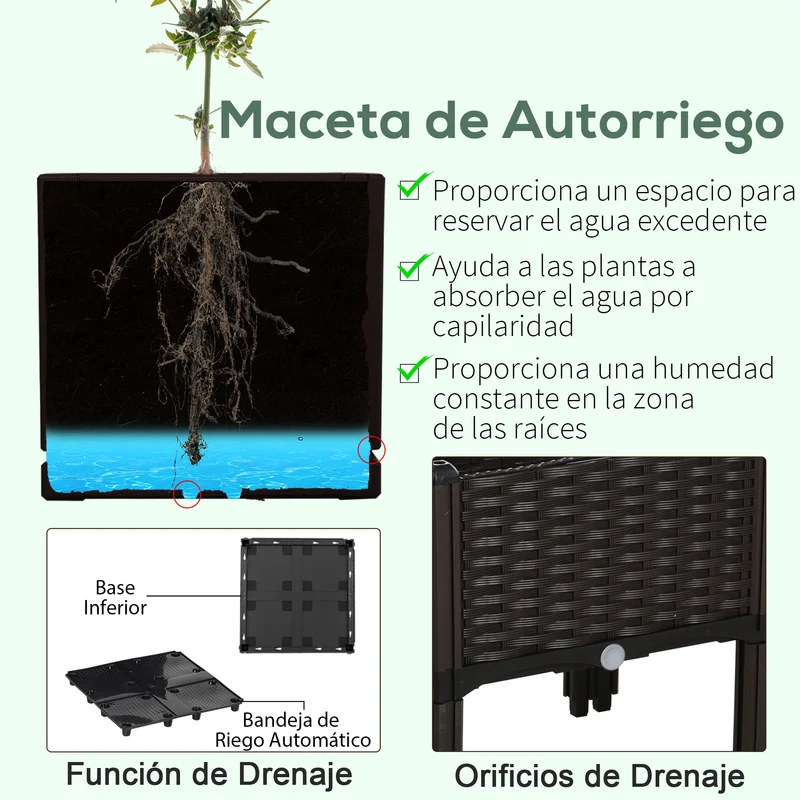 Outsunny 4 Jardineras De Exterior Combinación Libre 40x40x26/44 Cm Marrón