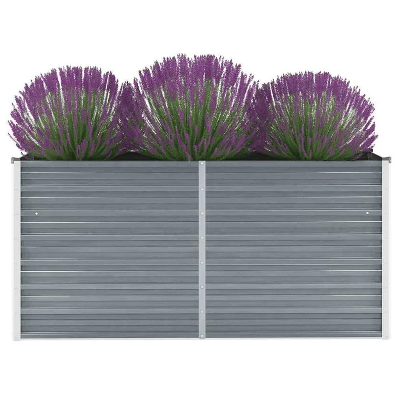Arriate Elevado De Jardín Acero Galvanizado Gris 160x40x77 Cm