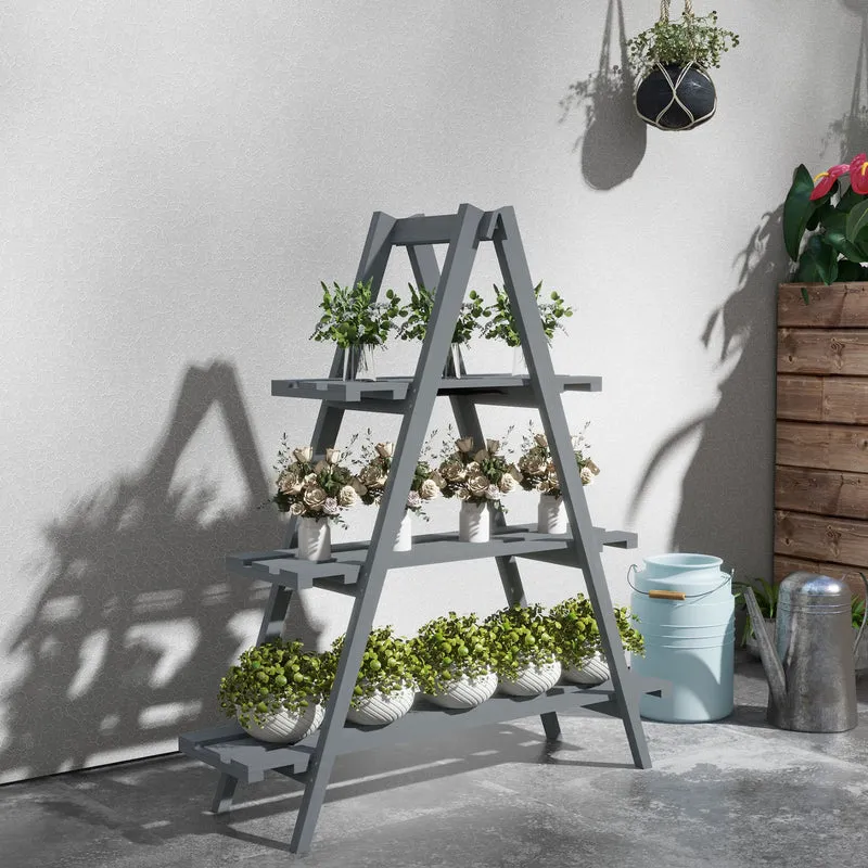 Outsunny Estantería Para Plantas De Madera Con Marco En A 100x36x112 Cm Gris
