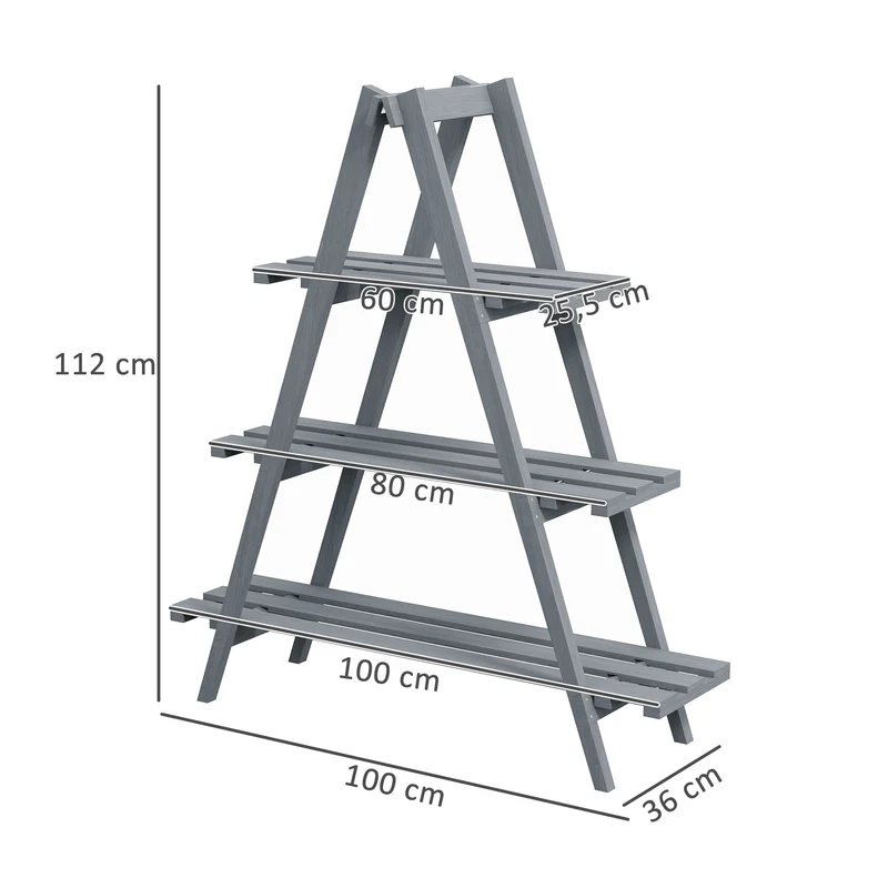 Outsunny Estantería Para Plantas De Madera Con Marco En A 100x36x112 Cm Gris