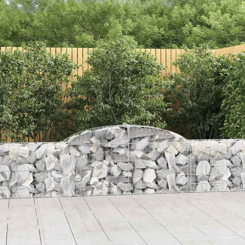 Cestas De Gaviones 9 Uds Forma De Arco Hierro 300x30x60/80 Cm