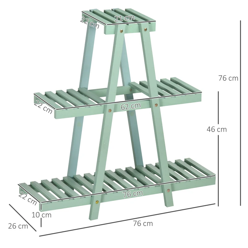 Outsunny Soporte De Madera Para Plantas 3 Niveles Interior Exterior 76x26x76 Cm