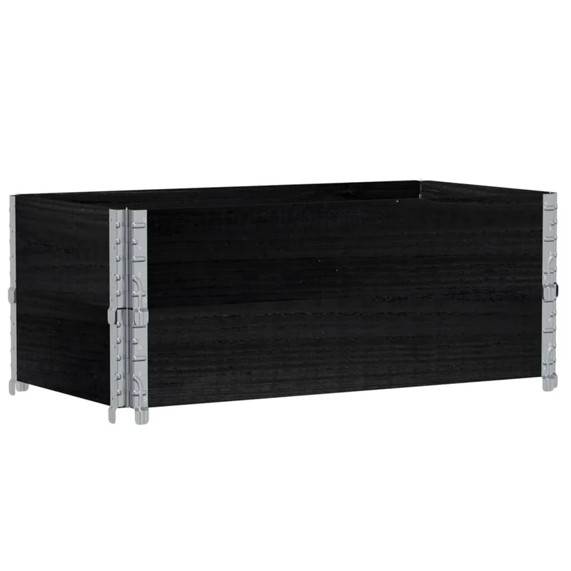 Jardinera De Madera Maciza De Pino Negro 100x50 Cm