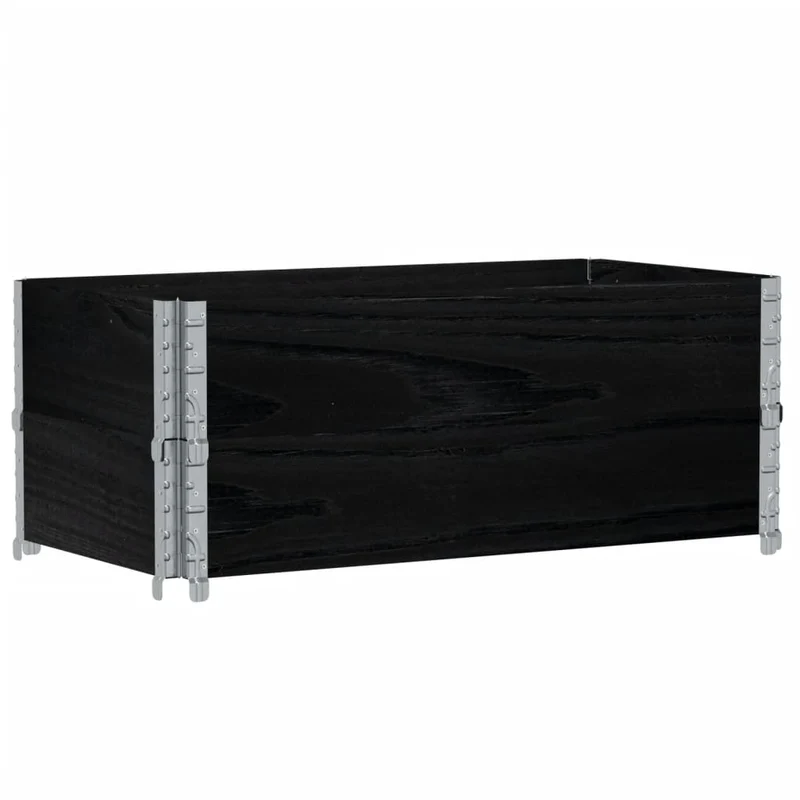 Jardinera De Madera Maciza De Pino Negro 100x50 Cm