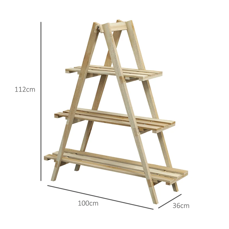 Outsunny Estantería Para Plantas De Madera Con Marco En A 100x36x112 Cm Natural