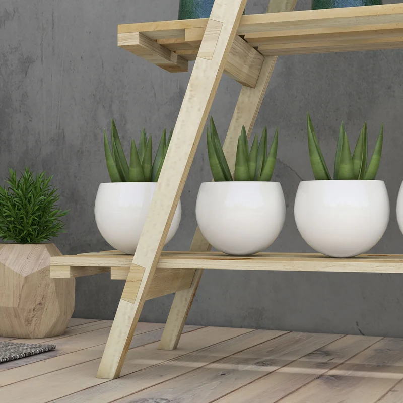 Outsunny Estantería Para Plantas De Madera Con Marco En A 100x36x112 Cm Natural