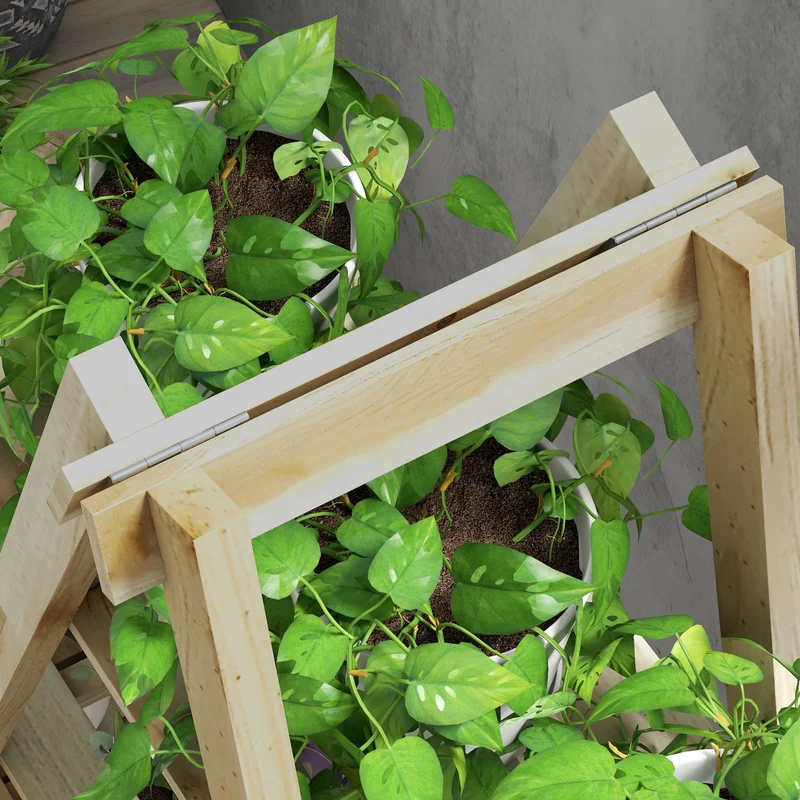 Outsunny Estantería Para Plantas De Madera Con Marco En A 100x36x112 Cm Natural