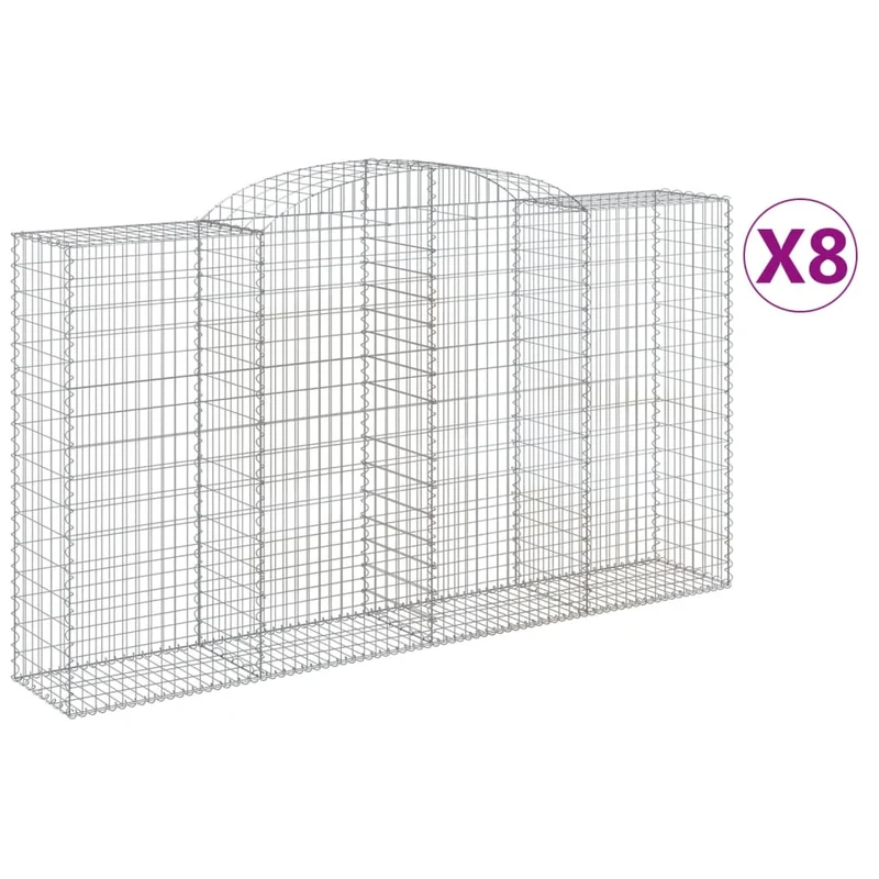 Cestas De Gaviones 8 Uds Forma De Arco Hierro 300x50x160/180 Cm