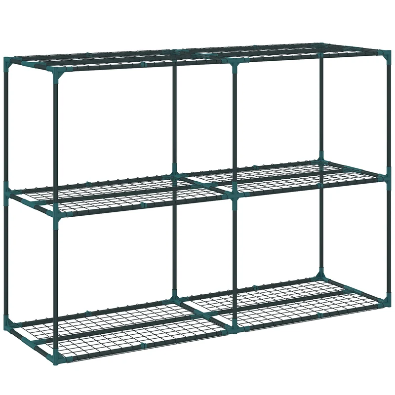Outsunny Soporte Para Plantas De 3 Niveles De Acero 143x48x100 Cm Verde Oscuro
