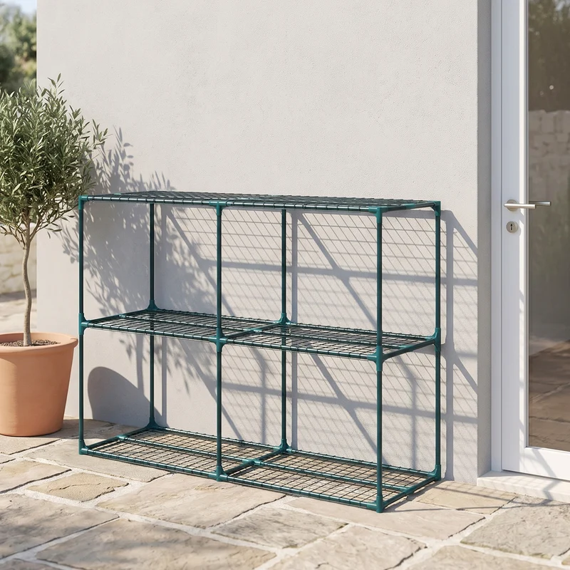 Outsunny Soporte Para Plantas De 3 Niveles De Acero 143x48x100 Cm Verde Oscuro