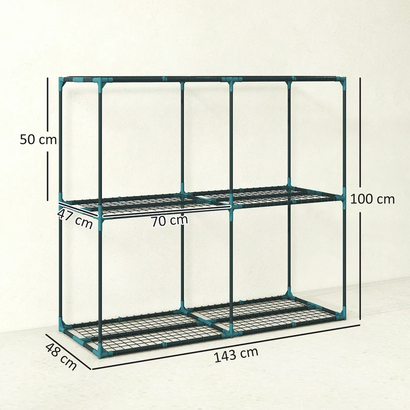 Outsunny Soporte Para Plantas De 3 Niveles De Acero 143x48x100 Cm Verde Oscuro