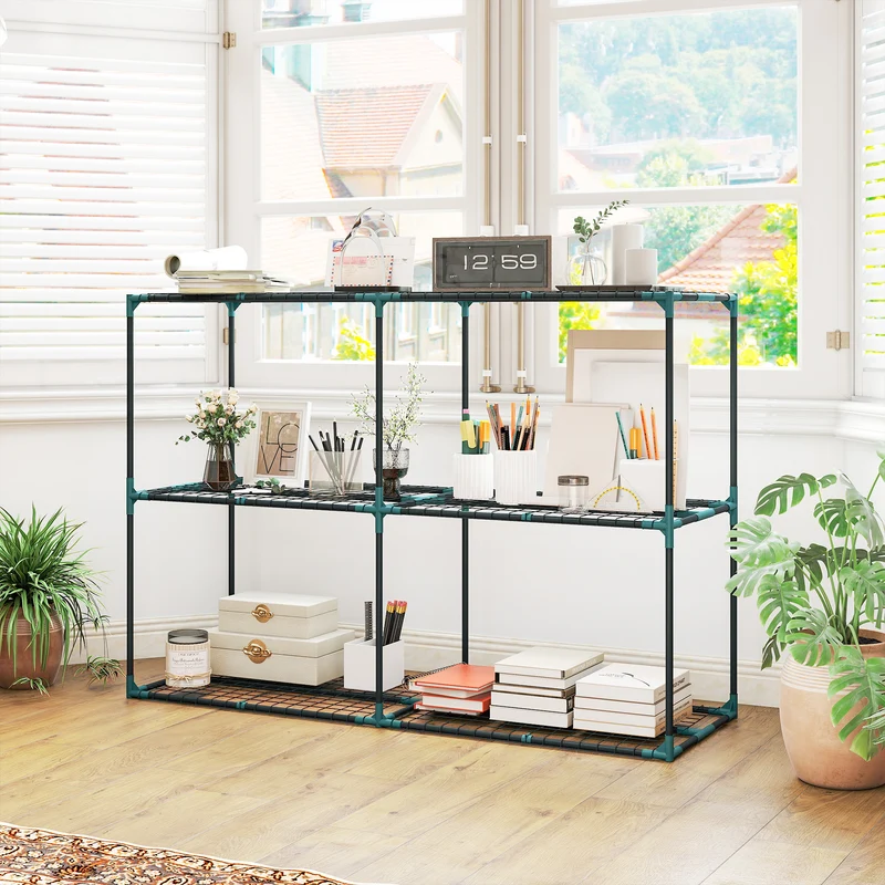 Outsunny Soporte Para Plantas De 3 Niveles De Acero 143x48x100 Cm Verde Oscuro