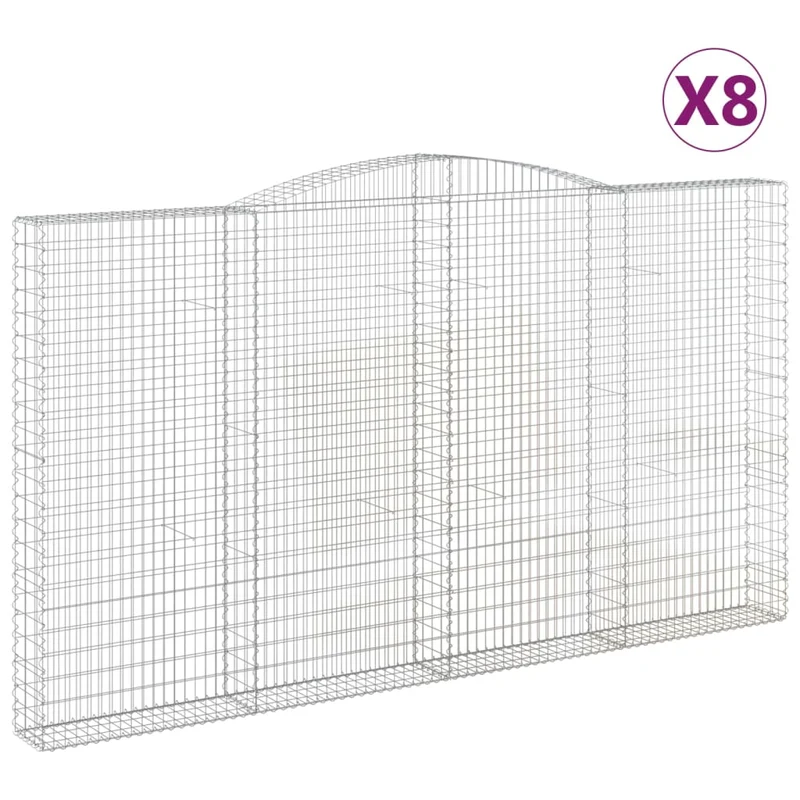 Cestas De Gaviones 8 Uds Forma De Arco Hierro 400x30x220/240 Cm