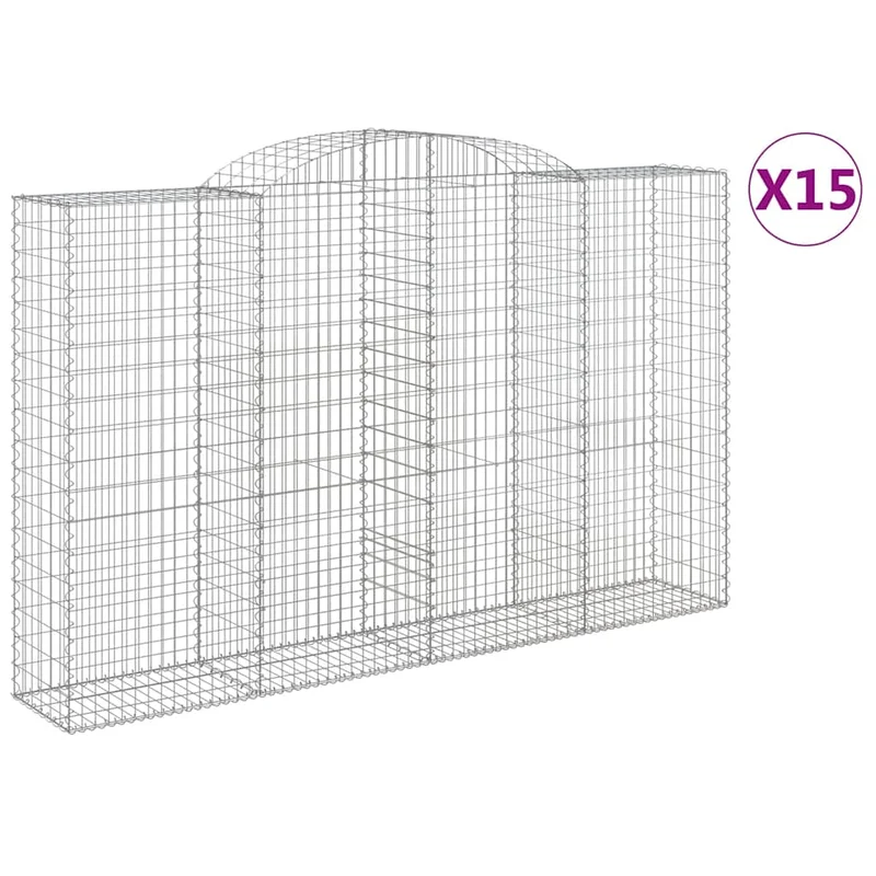 Cestas De Gaviones 15 Uds Forma De Arco Hierro 300x50x180/200cm