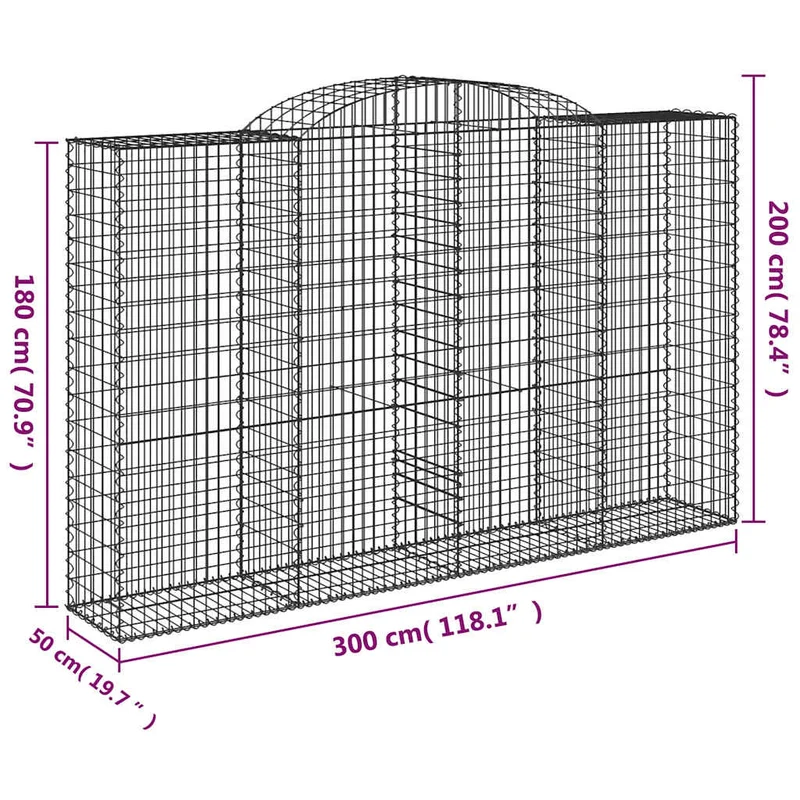 Cestas De Gaviones 15 Uds Forma De Arco Hierro 300x50x180/200cm