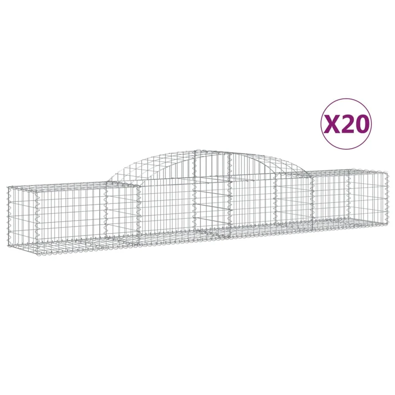 Cestas De Gaviones 20 Uds Forma De Arco Hierro 300x50x40/60 Cm