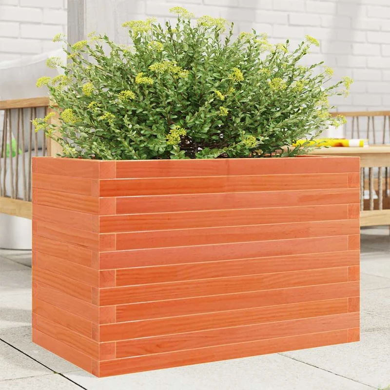 Jardinera De Madera Maciza De Pino Marrón Cera 70x40x46 Cm