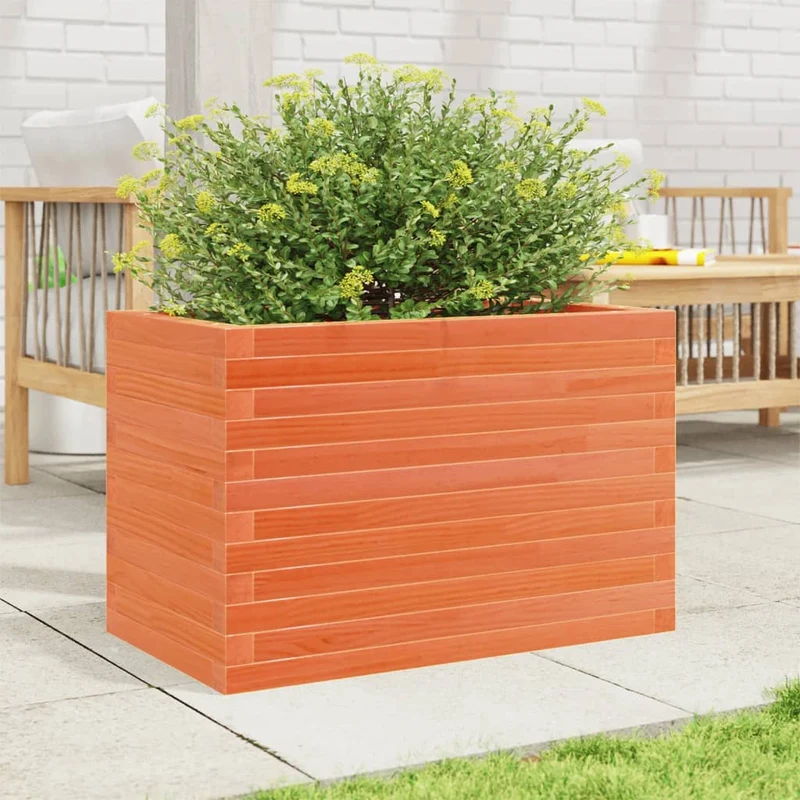 Jardinera De Madera Maciza De Pino Marrón Cera 70x40x46 Cm