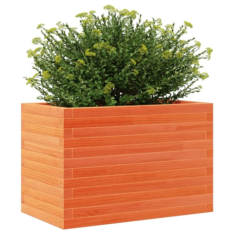 Jardinera De Madera Maciza De Pino Marrón Cera 70x40x46 Cm