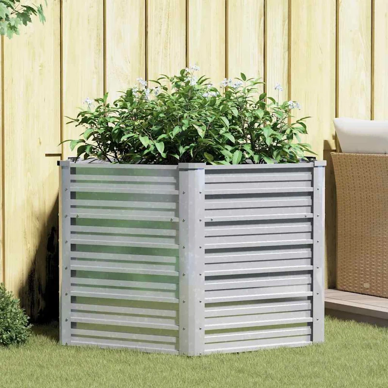 Arriate De Acero Galvanizado Plateado 129x77 Cm