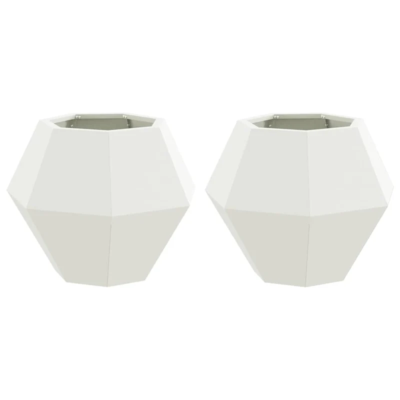 Jardinera 2 Uds. Blanco 50 X 50 X 40 Cm Acero